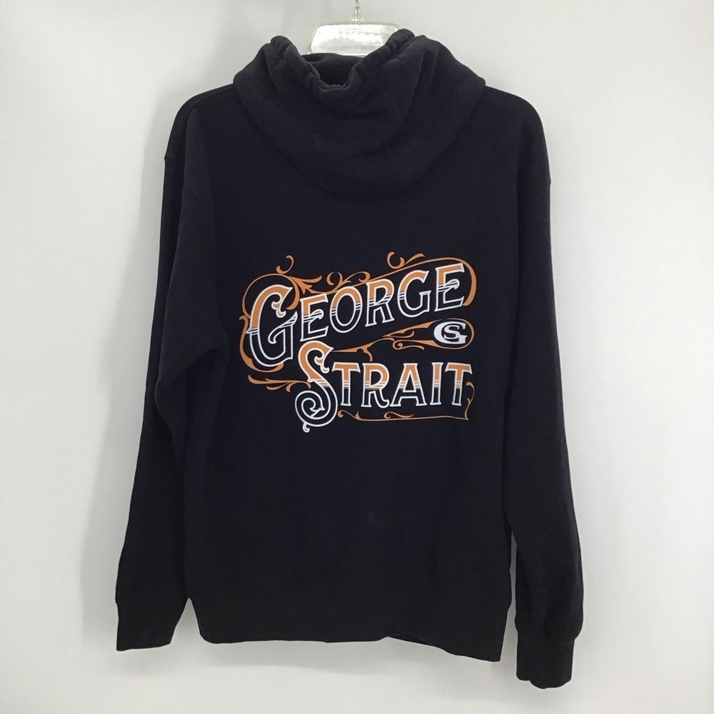 George Straight GS Zip-Up Hoodie Sweatshirt  Concert Casual Black Size Medium